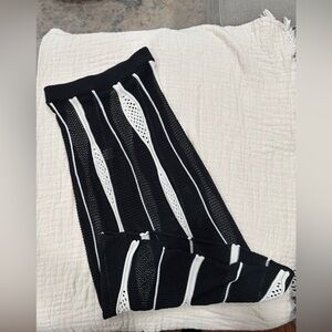 Black & White Crochet Mesh Cover-Up skirt M | Beach Resort Boho